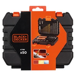 Black and Decker - Jogo de 50 peas para aparafusar e furar com brocas Titanium - A7188