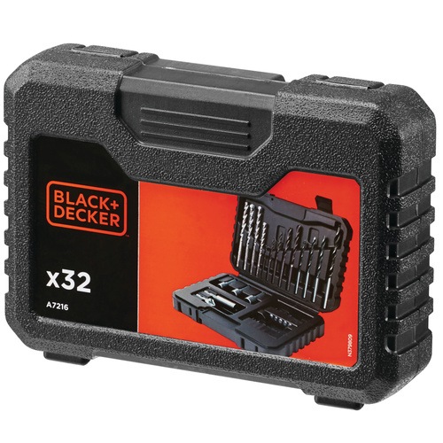 Black and Decker - Jogo de 32 peas para furar e aparafusar Brocas Titanium - A7216
