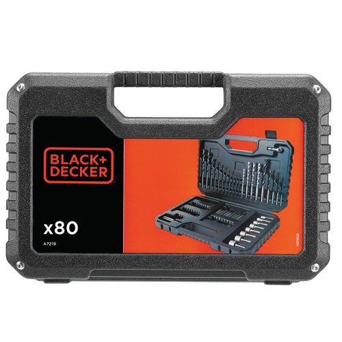 Black and Decker - Jogo de 80 peas para furar e aparafusar Brocas Titanium - A7219