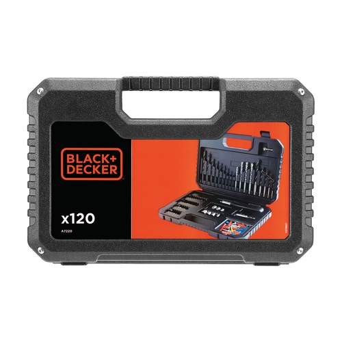 Black and Decker - Jogo de 120 peas para furar e aparafusar Brocas Titanium - A7220