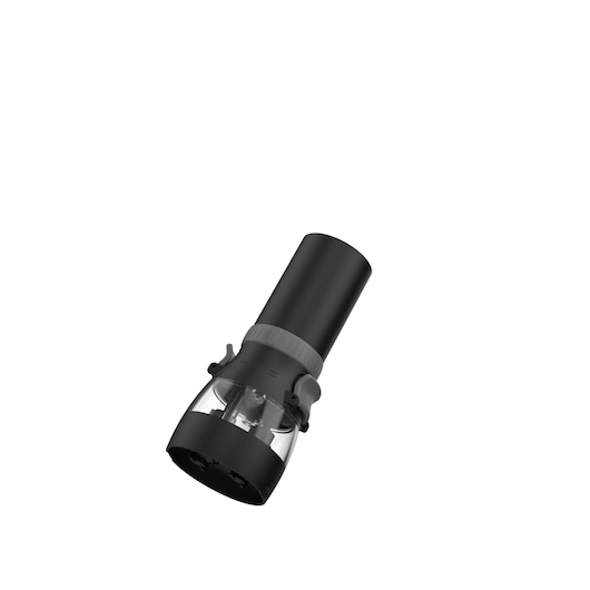 BLACKDECKER BCKM1016KSG compact black and transparent kitchen tool, side angle on white background.