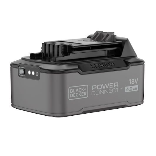 Rear-side view of the BLACK+DECKER� 18V POWERCONNECT� 4.0Ah Lithium Ion State of Charge Battery.