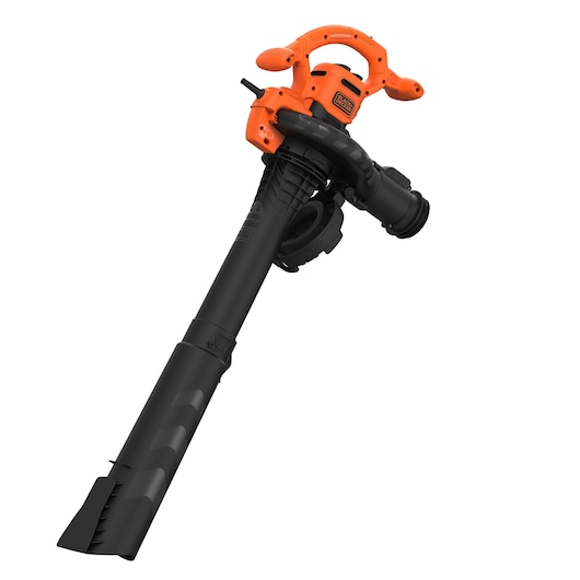 A BLACK+DECKER leaf blower and vacuum, model BEBLV260, shown against a white background. The product features an orange and black design with ergonomic handles.