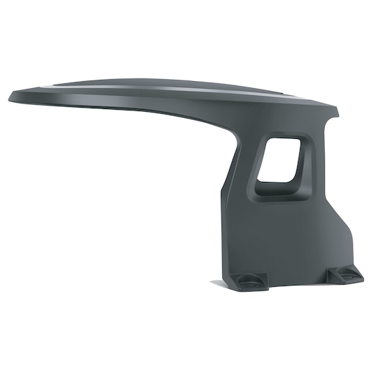 A dark grey plastic cover, designed for the BLACK+DECKER robotic lawn mower, shown against a white background.